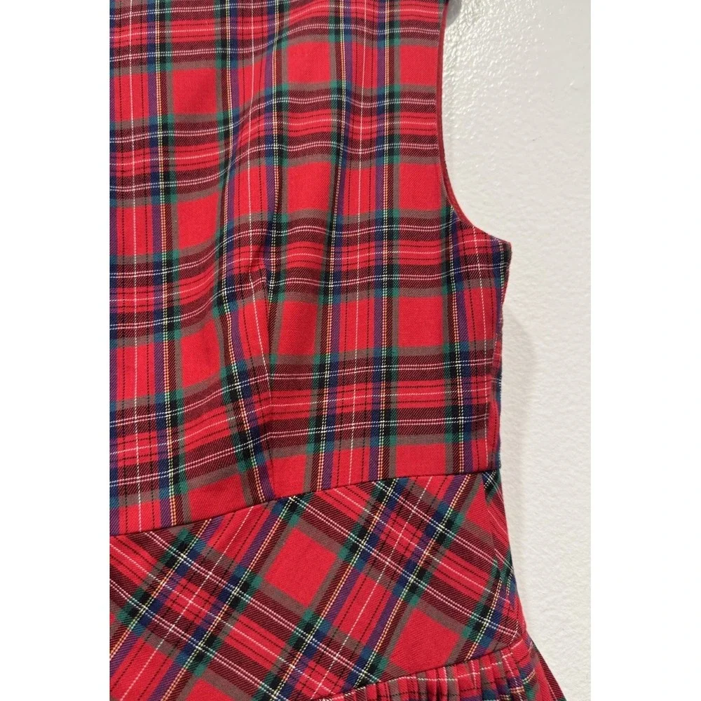 ModCloth Red Tartan Plaid Holiday Dress Fit & Flare Retro 50s Look Christmas 10